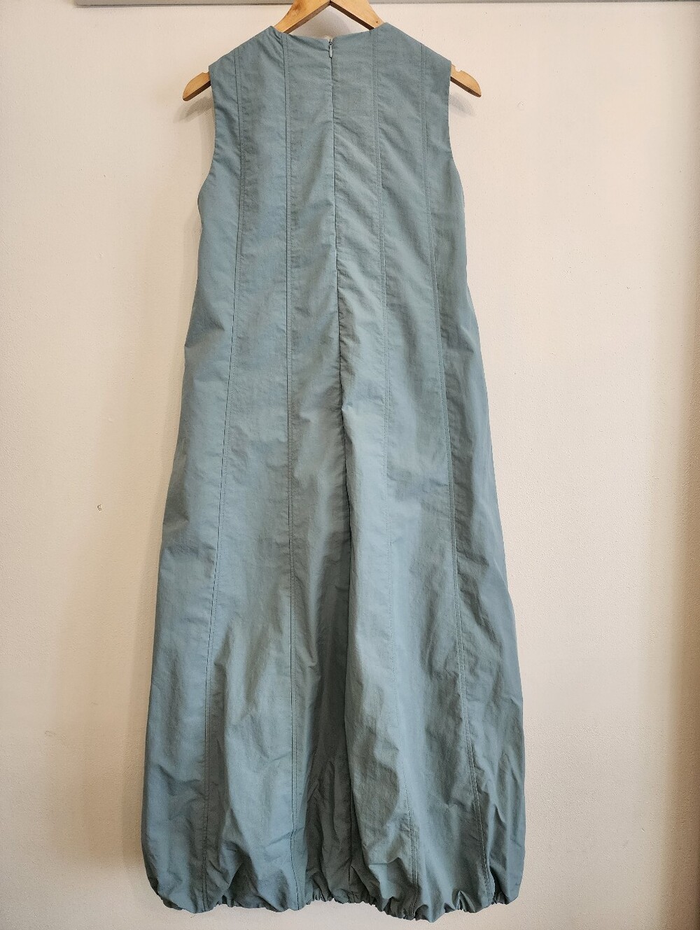Tiffany Blue Nylon Bubble Skirt Dress Cargo Pulls Midi A-Line Aleeza Paris M NWT - Picture 8 of 15